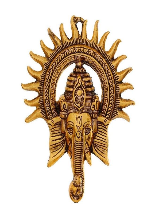 CHHARIYA CRAFTS Metal Ganesh Wall Hanging for Wall Decor Festival Home Decor Pooja Room Temple Gift for Family,Friends, Housewarming Showpieces- 22 cm (Golden) - Image 2